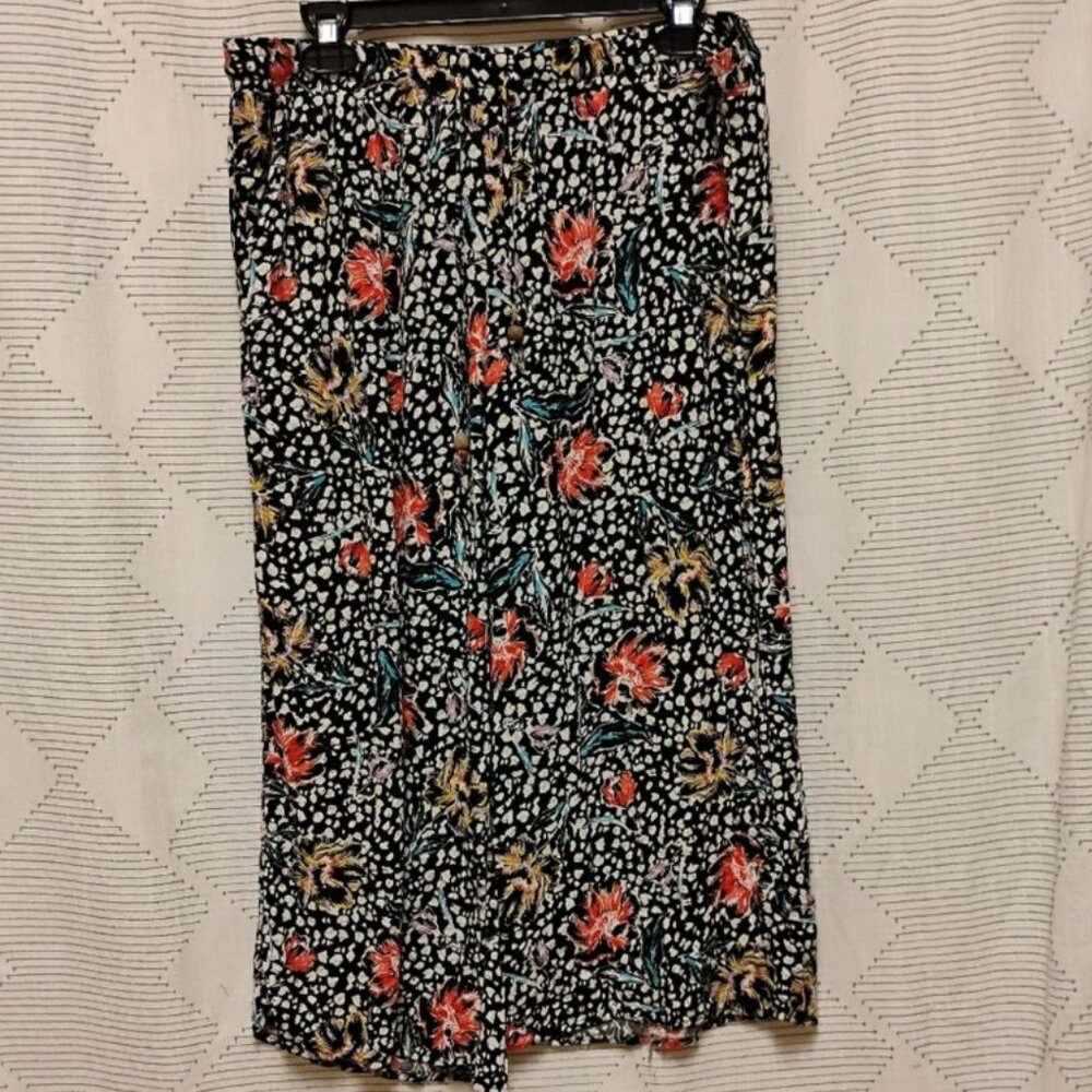 Cynthia Rowley Floral Capri Black Pants Pockets Sleep Bottoms Women's Size XL